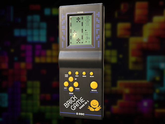 Classic Black Handheld Pocket Brick Video Game Console Low-poly 3D model