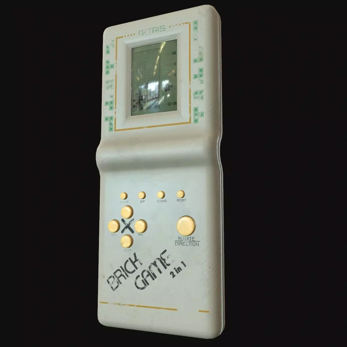 Classic White Handheld Pocket Brick Video Game Console Low-poly 3D model_0