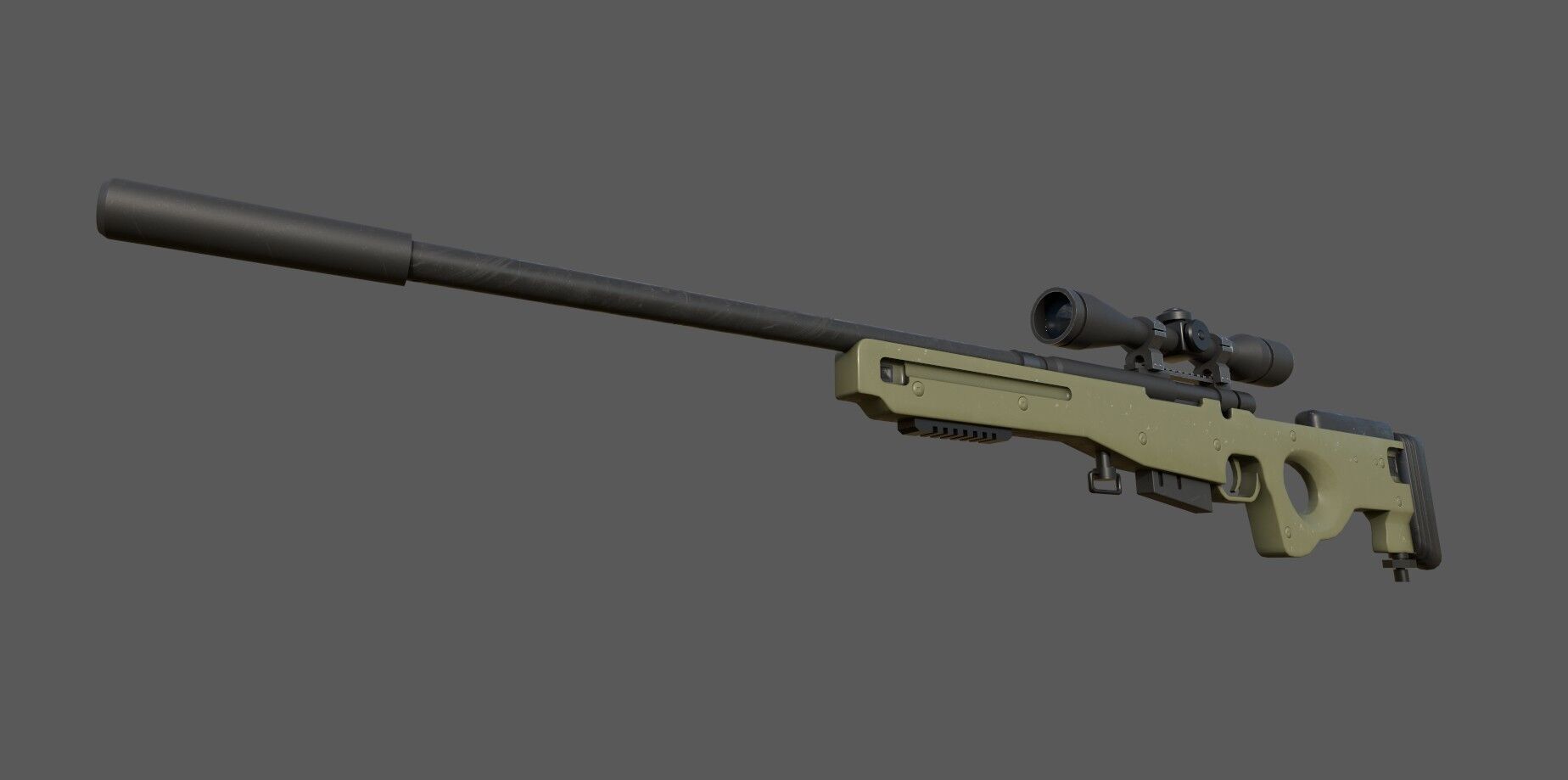 L96A1 Sniper Rifle Low-poly 3D model_3