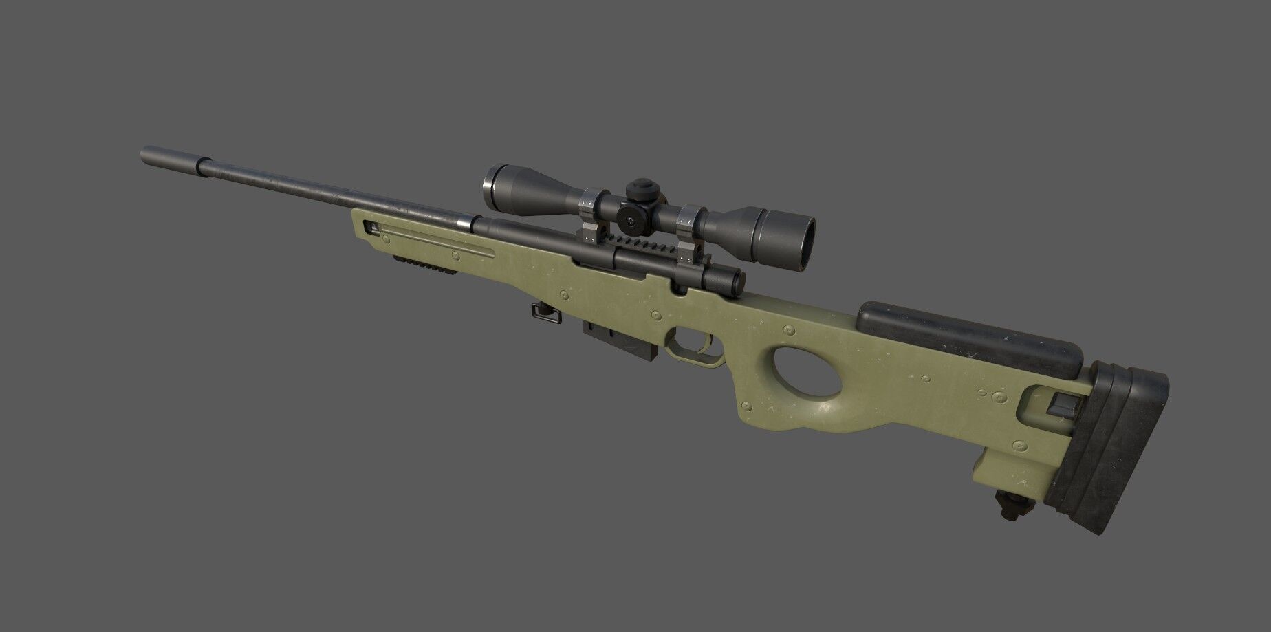 L96A1 Sniper Rifle Low-poly 3D model_4