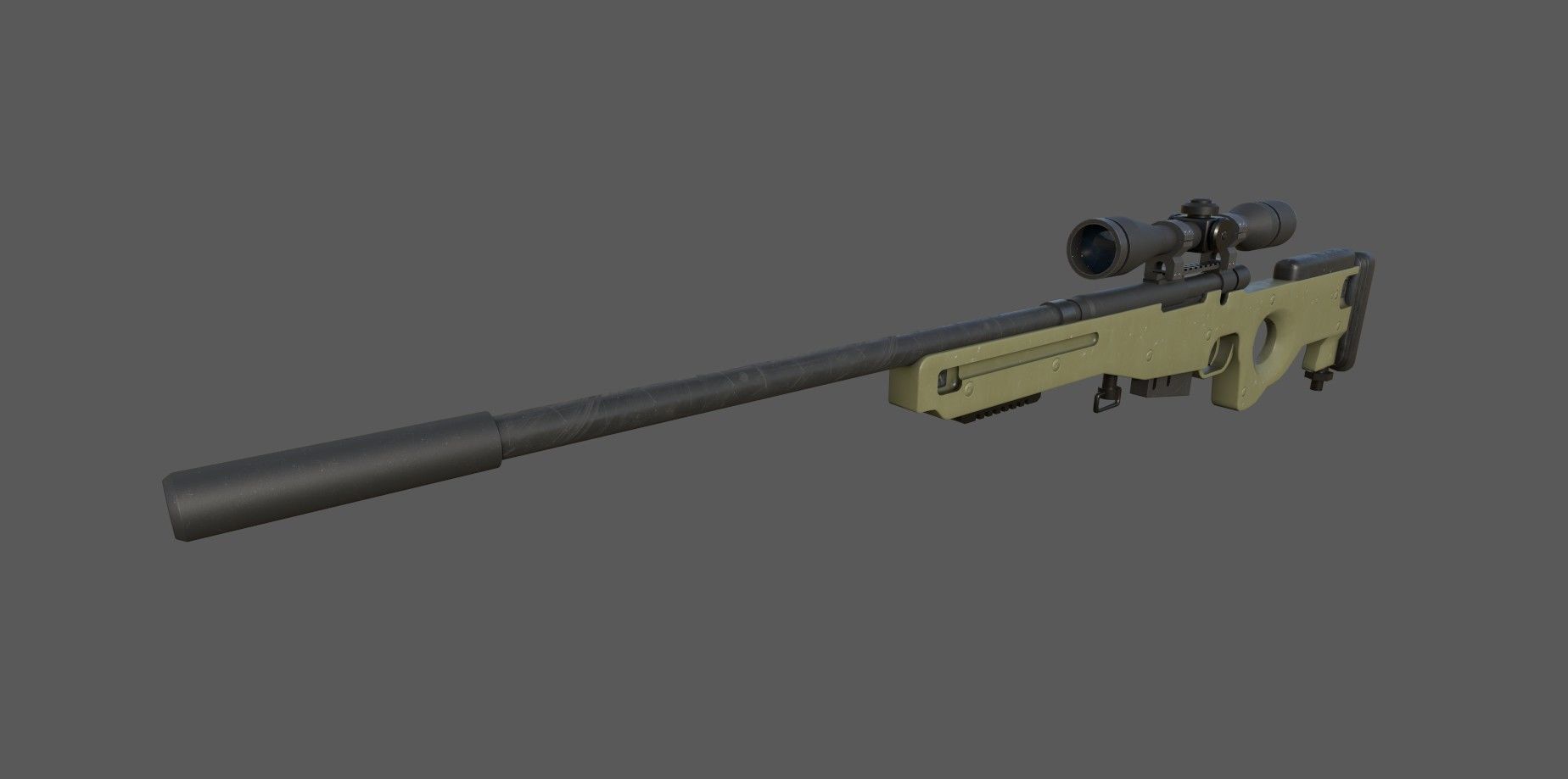 L96A1 Sniper Rifle Low-poly 3D model_2
