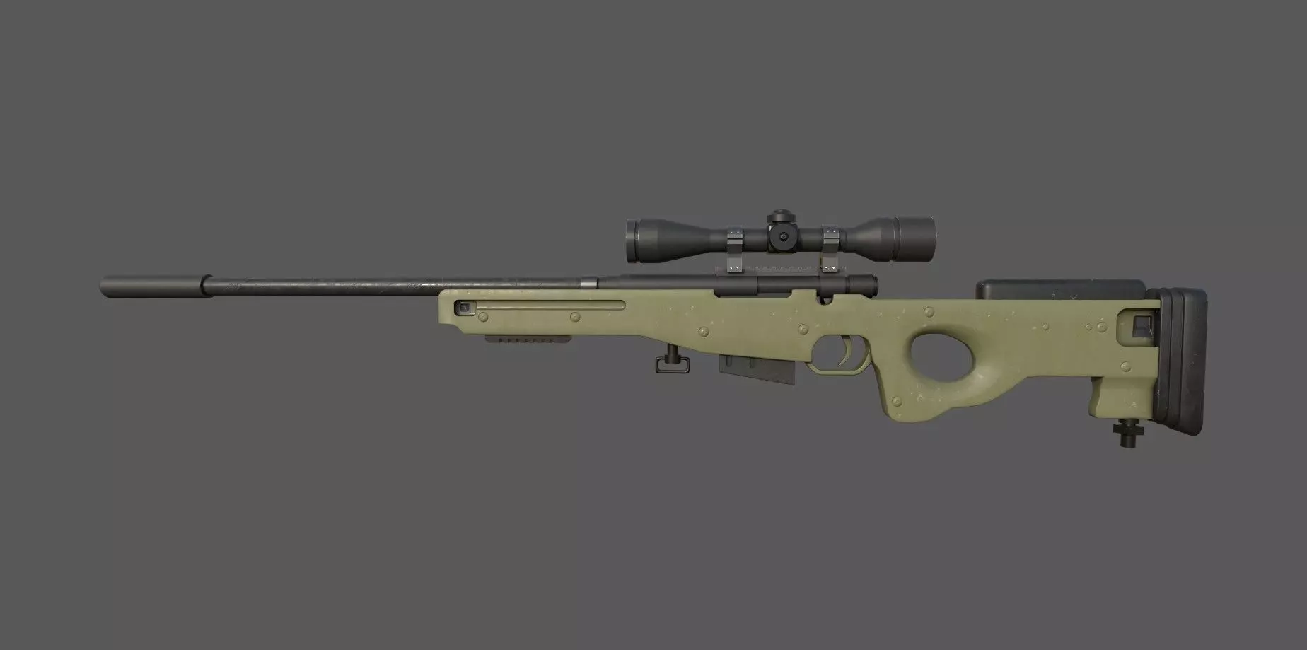 L96A1 Sniper Rifle Low-poly 3D model_0