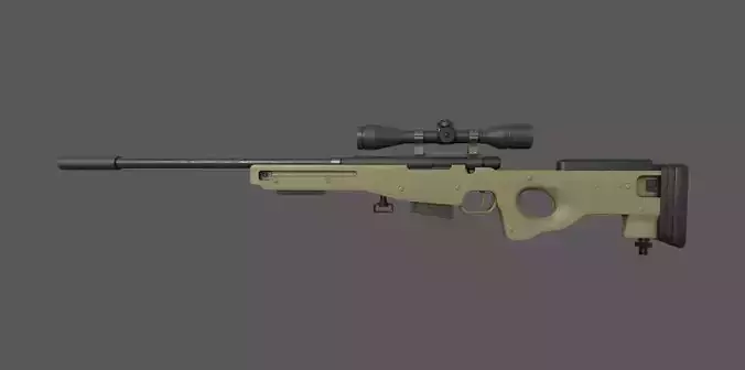 L96A1 Sniper Rifle Low-poly 3D model