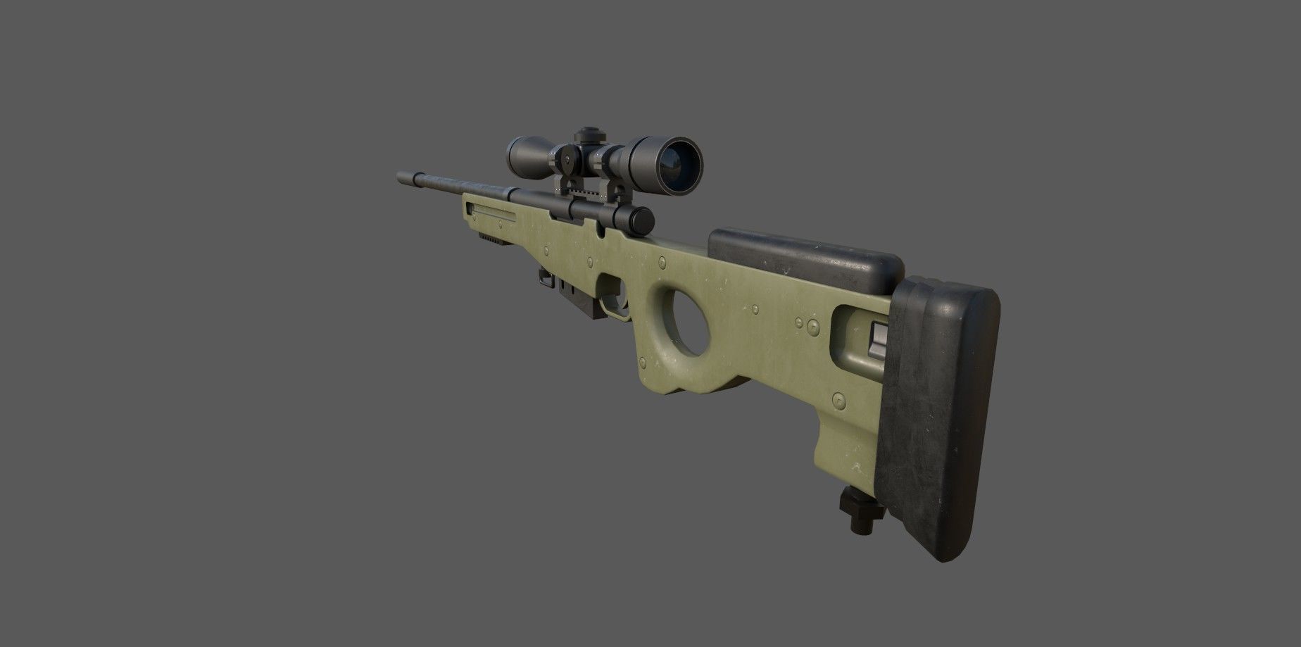L96A1 Sniper Rifle Low-poly 3D model_1
