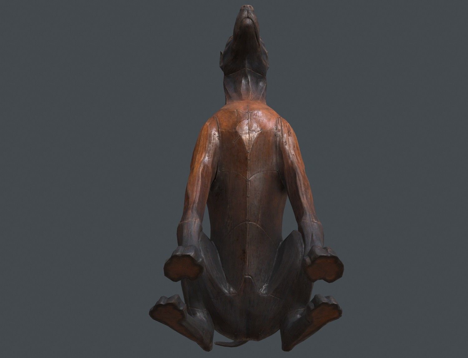 Dobermann Dog Wooden Statue Low-poly 3D model_5