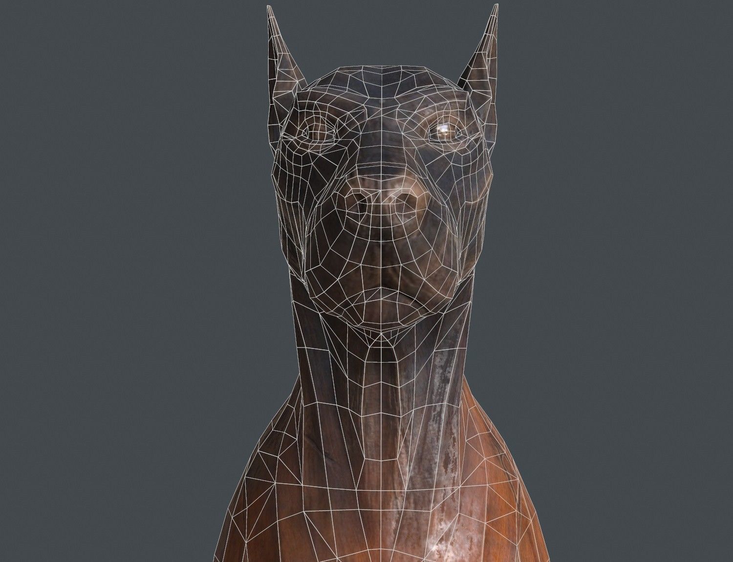 Dobermann Dog Wooden Statue Low-poly 3D model_13