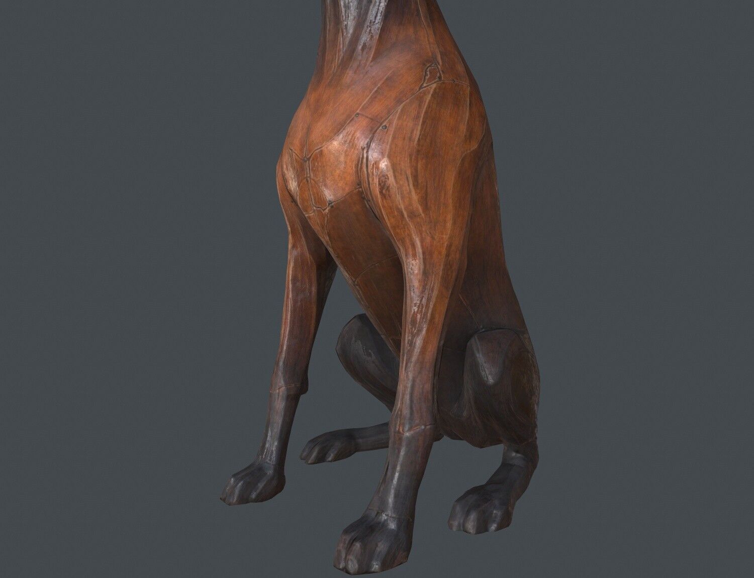 Dobermann Dog Wooden Statue Low-poly 3D model_7
