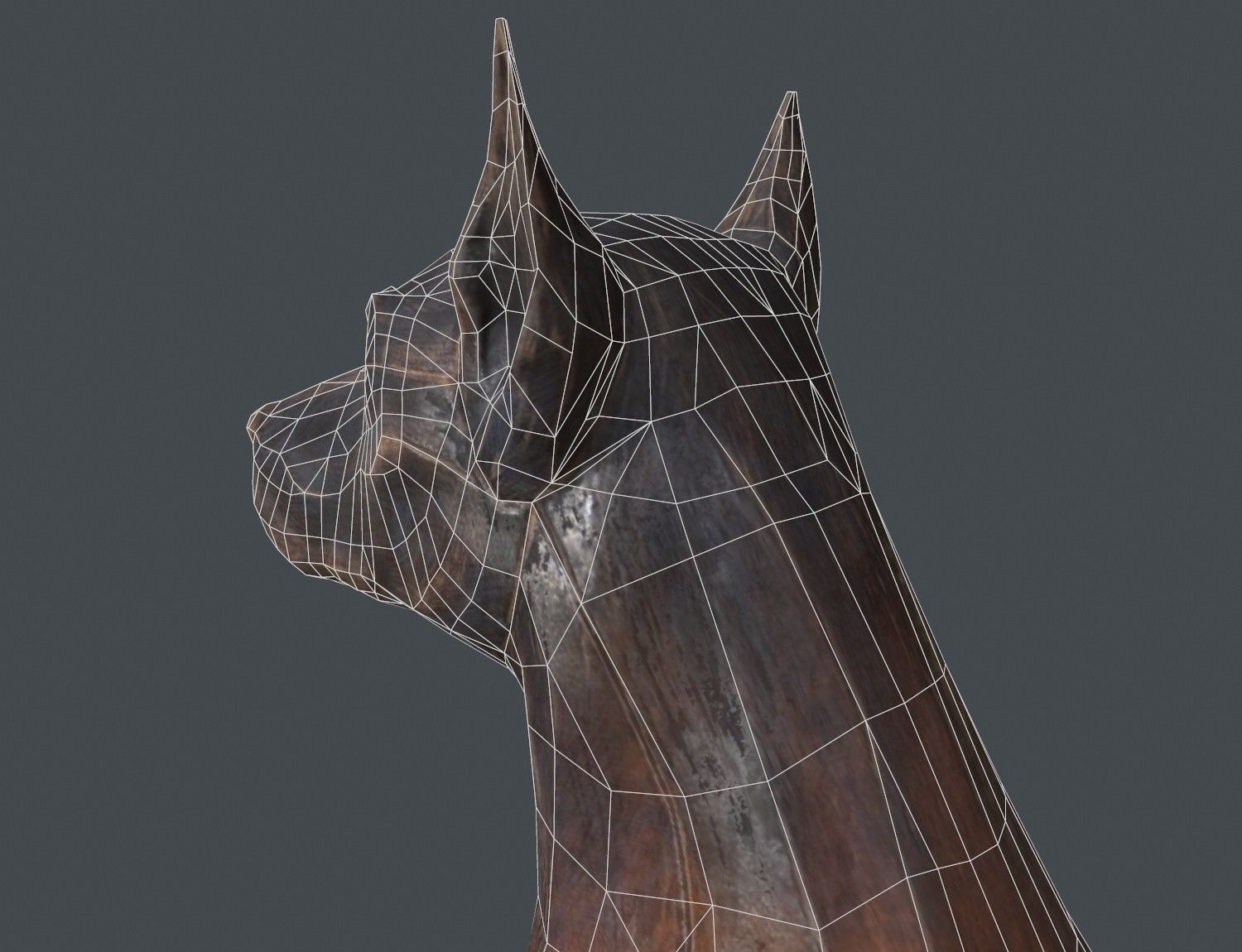 Dobermann Dog Wooden Statue Low-poly 3D model_14