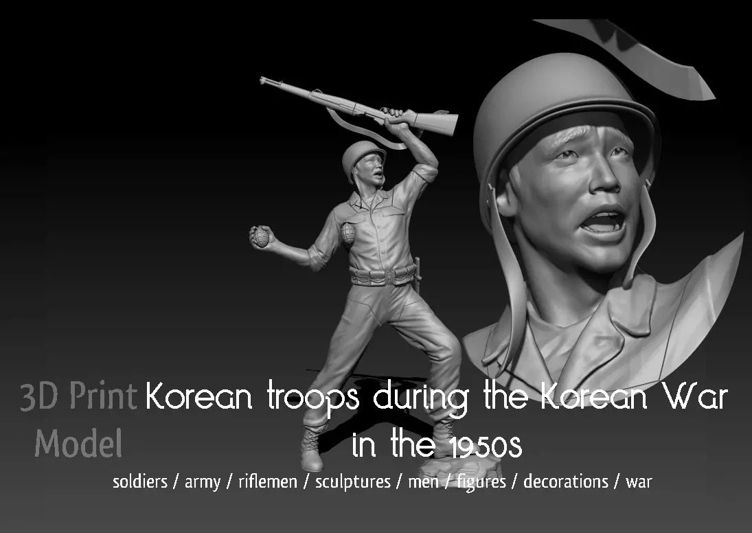 Korean troops during the Korean War in the 1950s 3D print model