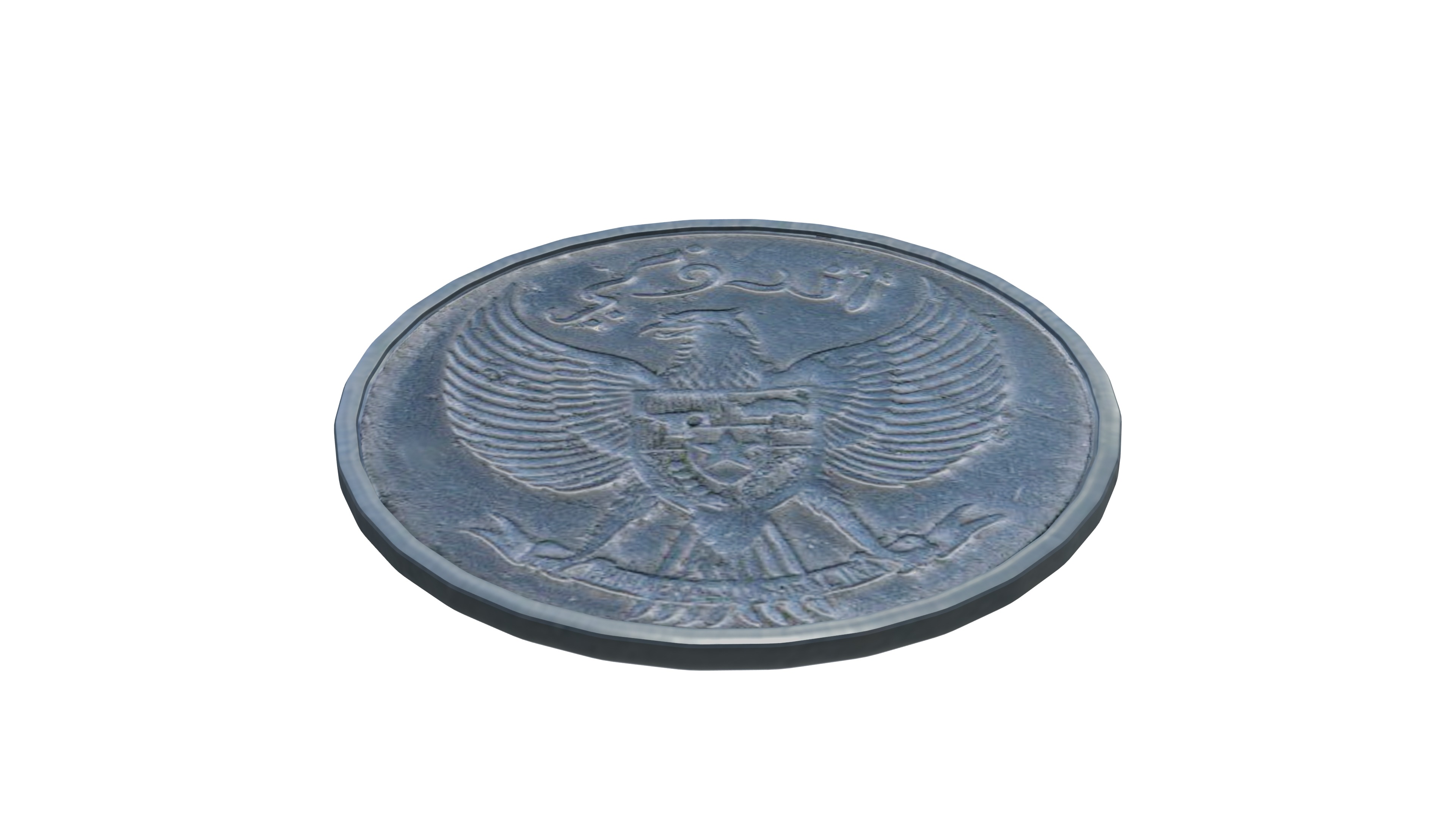 High Detailed Indonesian 25 Cent Coin 1952 Antique Currency 3D model_5