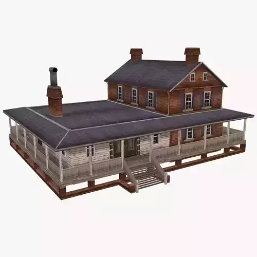 Low-Poly Old Wooden Farm House