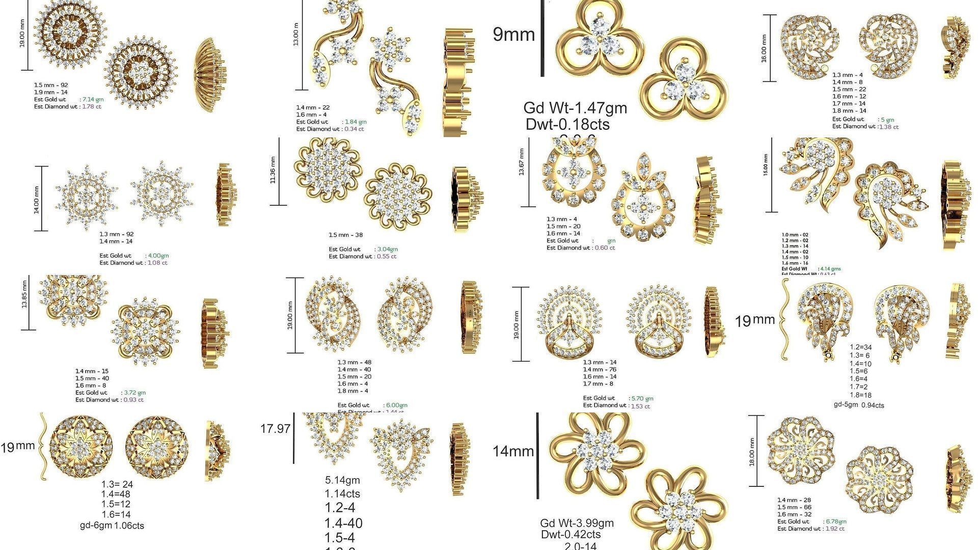 196 Women Earrings MTL MGX STL OBJ FBX Details Collection _9