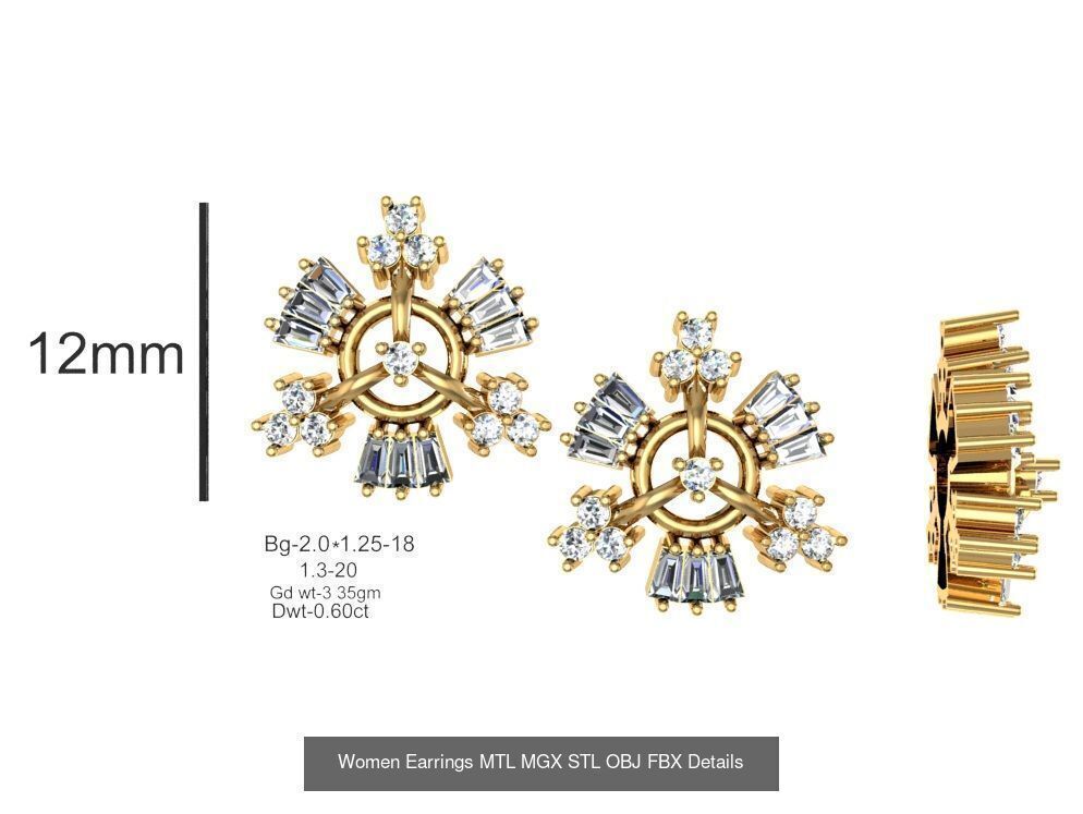196 Women Earrings MTL MGX STL OBJ FBX Details Collection _163