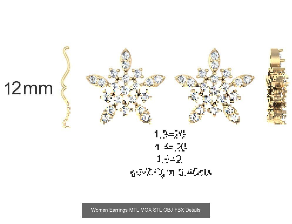 196 Women Earrings MTL MGX STL OBJ FBX Details Collection _181