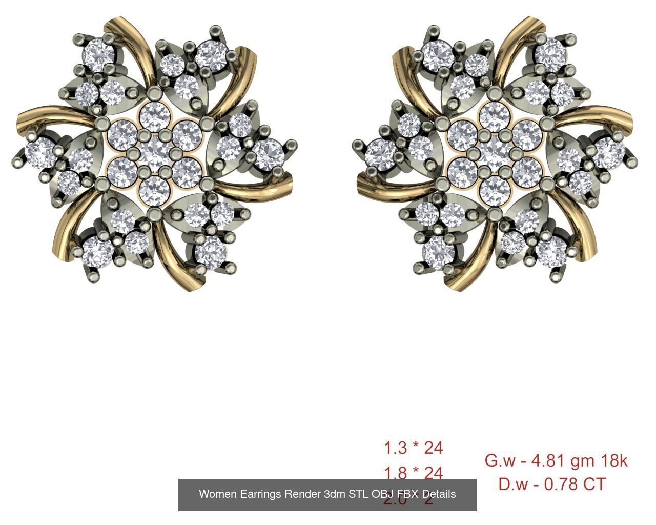 196 Women Earrings MTL MGX STL OBJ FBX Details Collection _50