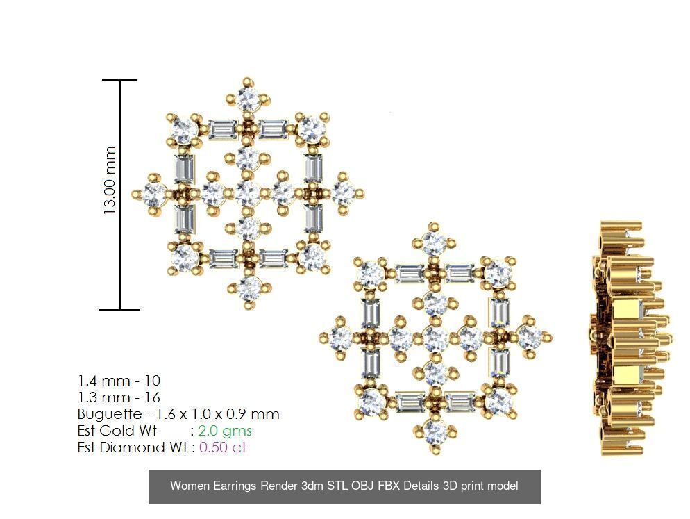 196 Women Earrings MTL MGX STL OBJ FBX Details Collection _189