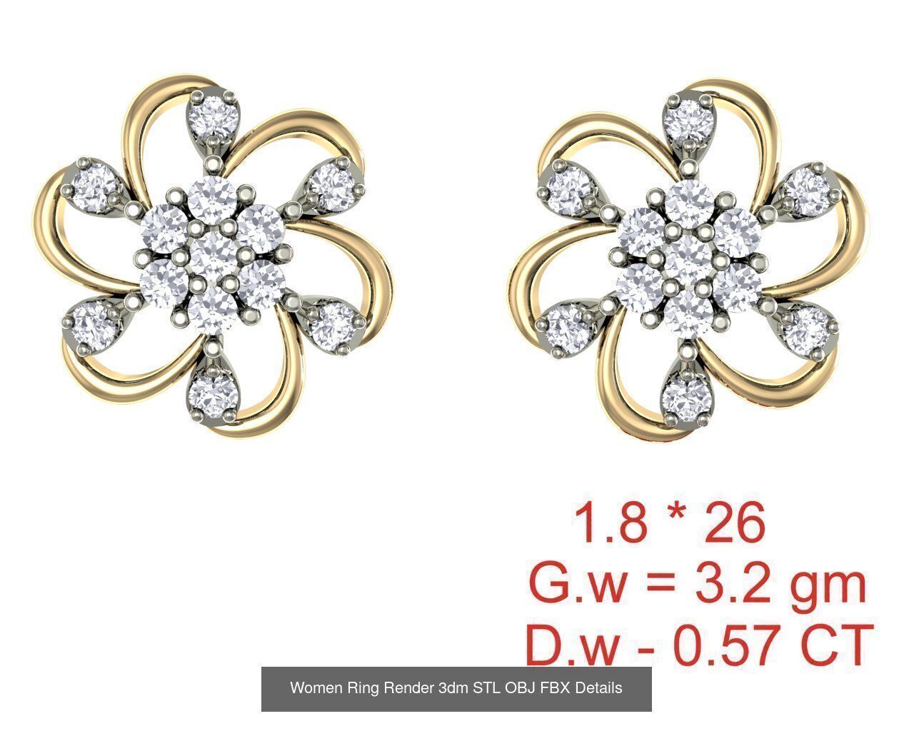 196 Women Earrings MTL MGX STL OBJ FBX Details Collection _27