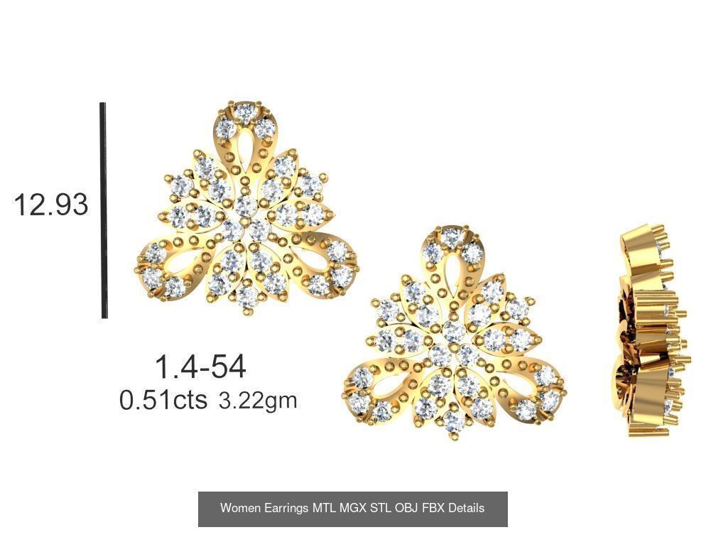 196 Women Earrings MTL MGX STL OBJ FBX Details Collection _182