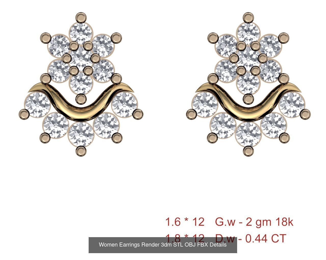 196 Women Earrings MTL MGX STL OBJ FBX Details Collection _40