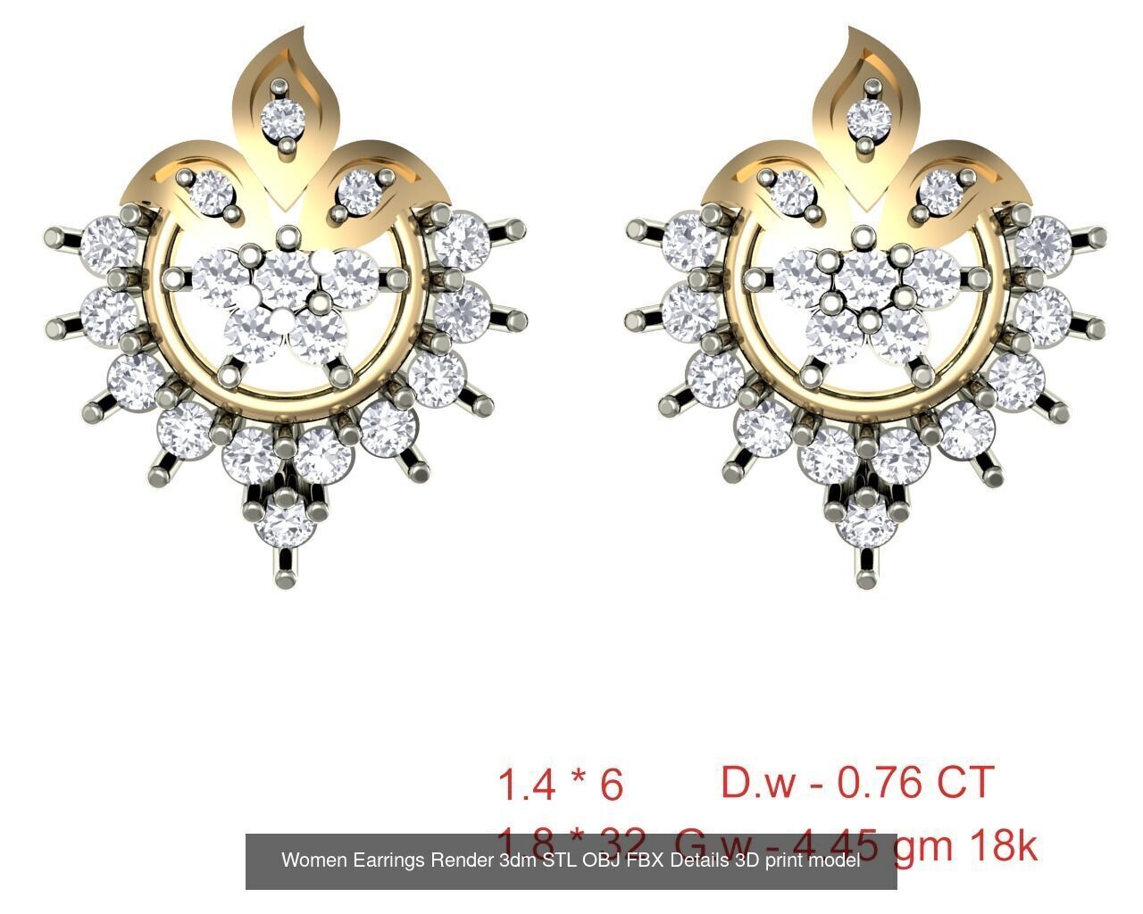 196 Women Earrings MTL MGX STL OBJ FBX Details Collection _59