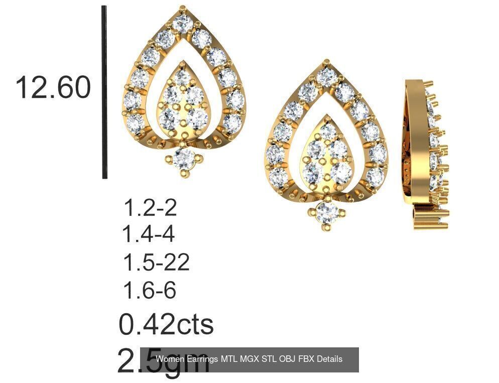 196 Women Earrings MTL MGX STL OBJ FBX Details Collection _128