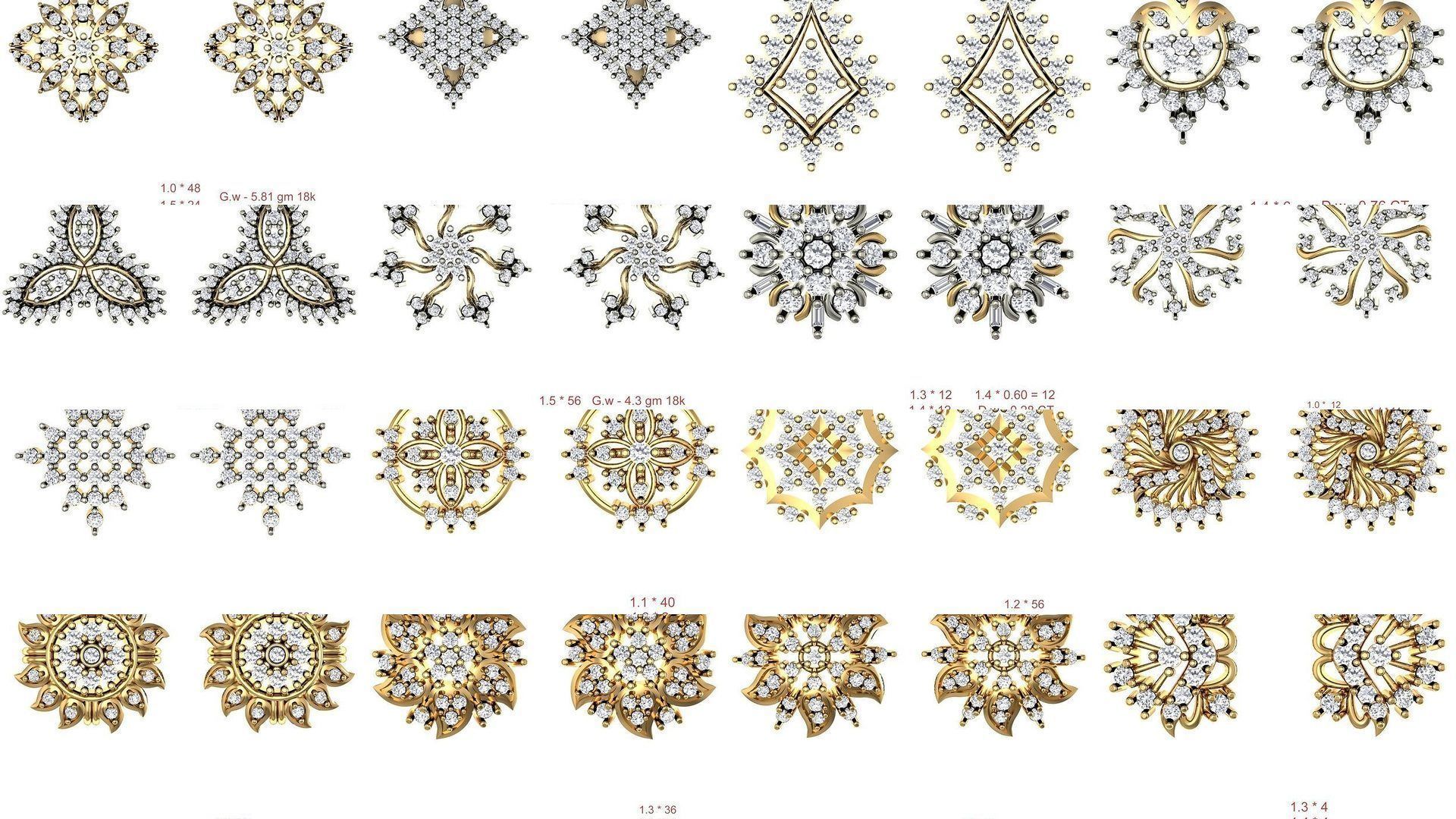 196 Women Earrings MTL MGX STL OBJ FBX Details Collection _3