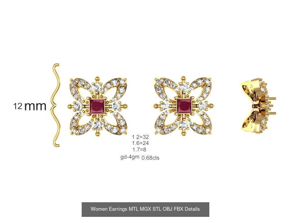 196 Women Earrings MTL MGX STL OBJ FBX Details Collection _158