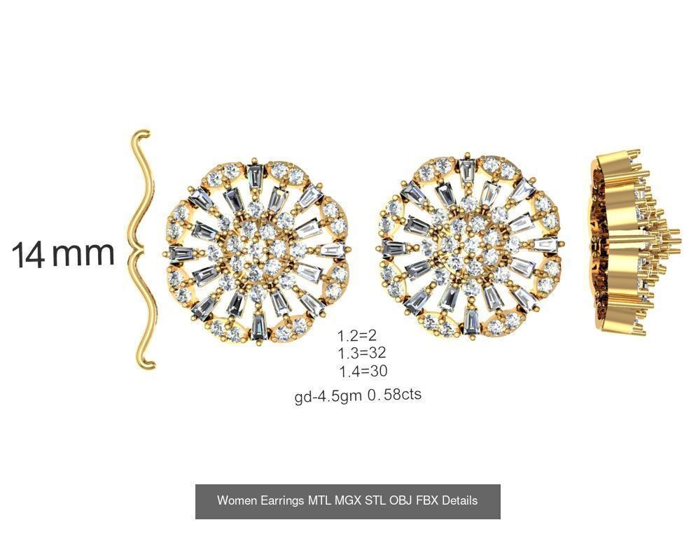 196 Women Earrings MTL MGX STL OBJ FBX Details Collection _167