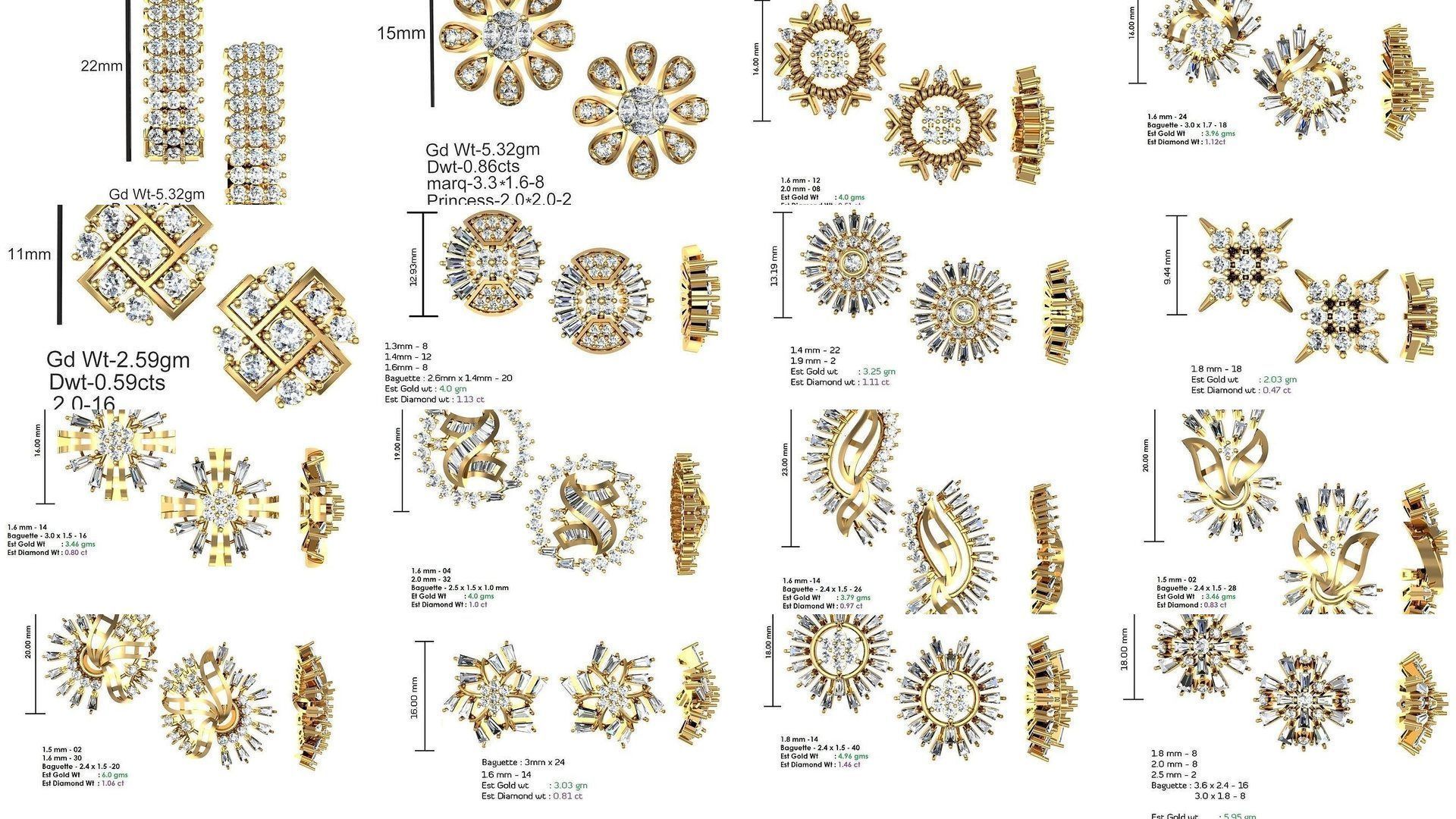 196 Women Earrings MTL MGX STL OBJ FBX Details Collection _5