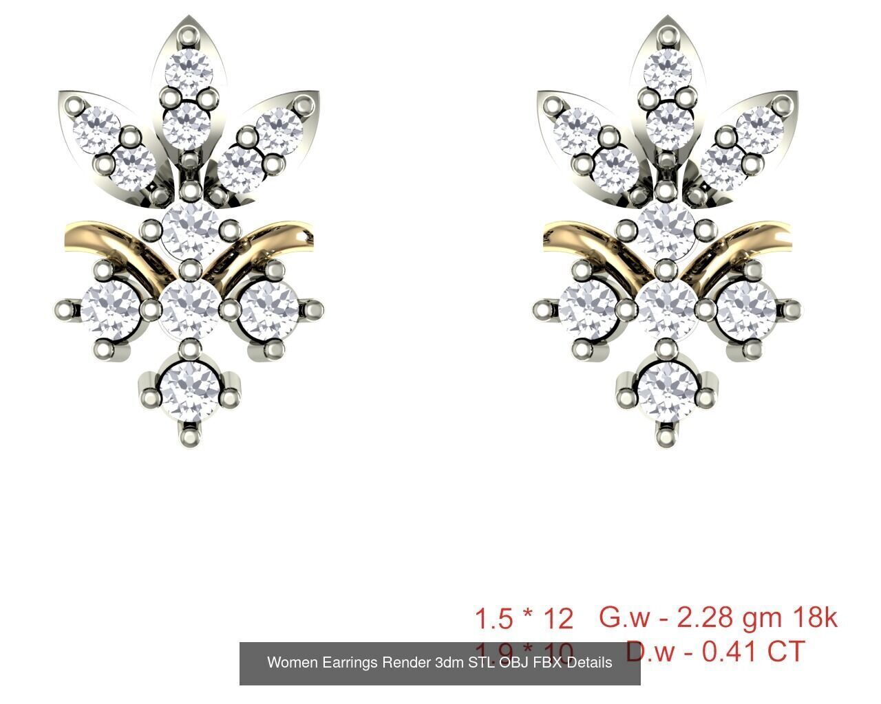 196 Women Earrings MTL MGX STL OBJ FBX Details Collection _52