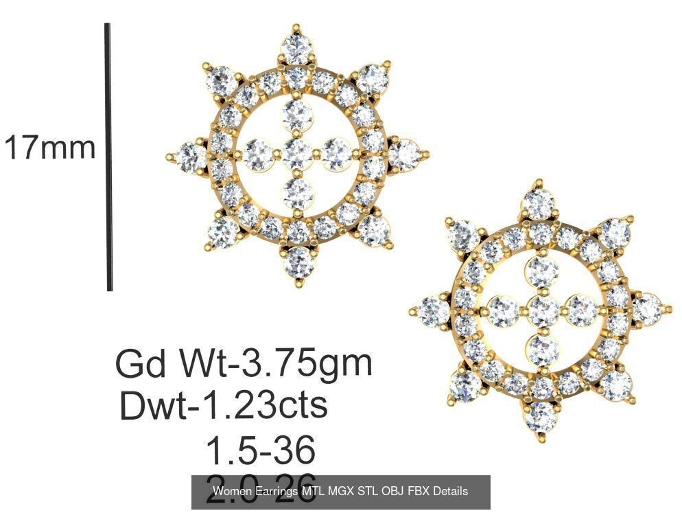 196 Women Earrings MTL MGX STL OBJ FBX Details Collection _178