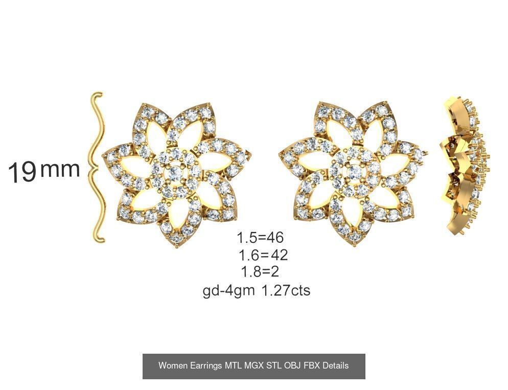 196 Women Earrings MTL MGX STL OBJ FBX Details Collection _141