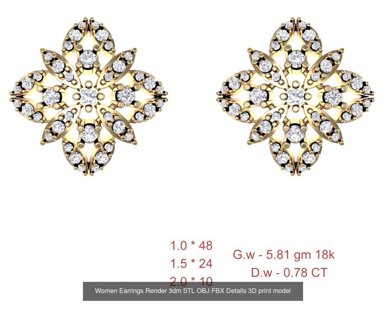 196 Women Earrings MTL MGX STL OBJ FBX Details Collection _56
