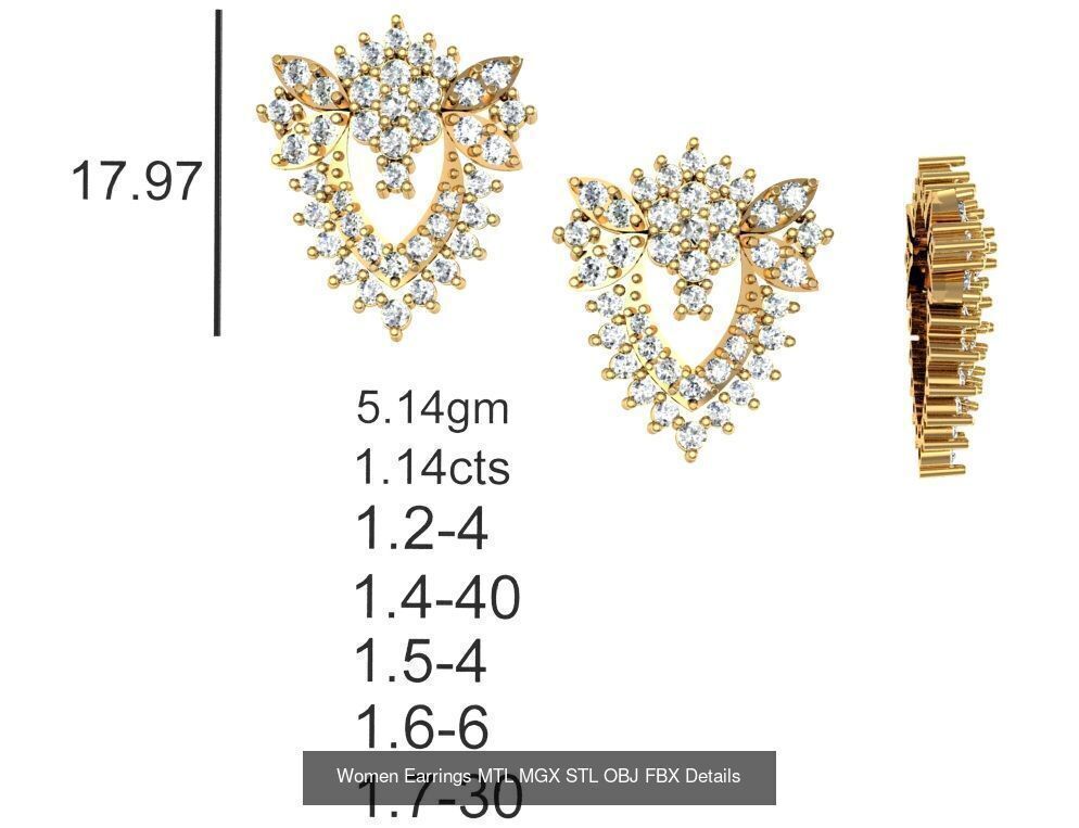 196 Women Earrings MTL MGX STL OBJ FBX Details Collection _117