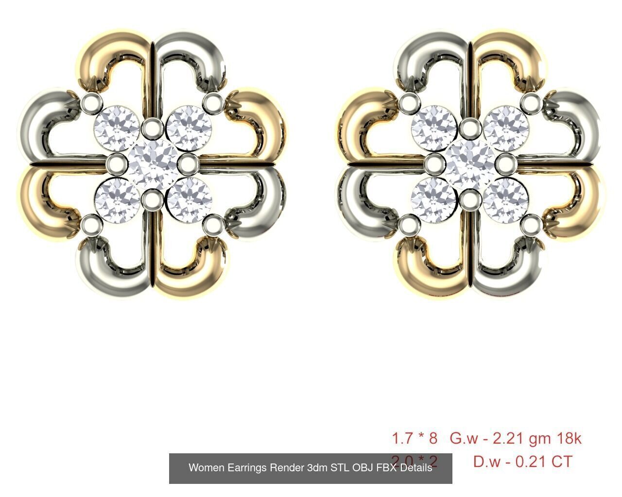 196 Women Earrings MTL MGX STL OBJ FBX Details Collection _47