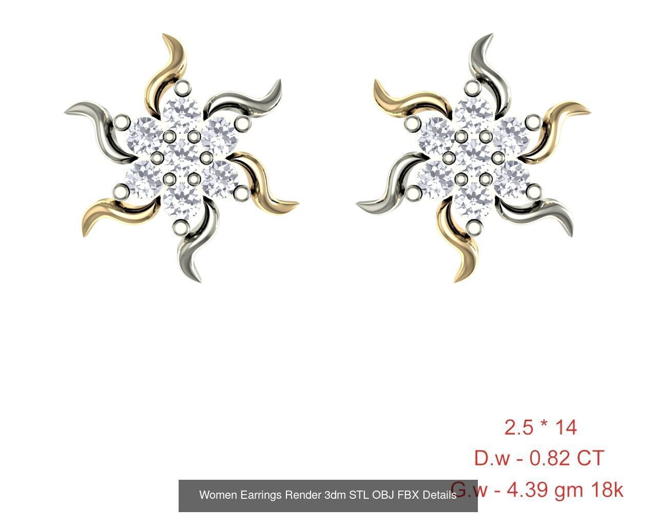 196 Women Earrings MTL MGX STL OBJ FBX Details Collection _44