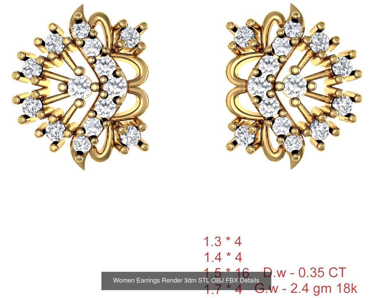 196 Women Earrings MTL MGX STL OBJ FBX Details Collection _71