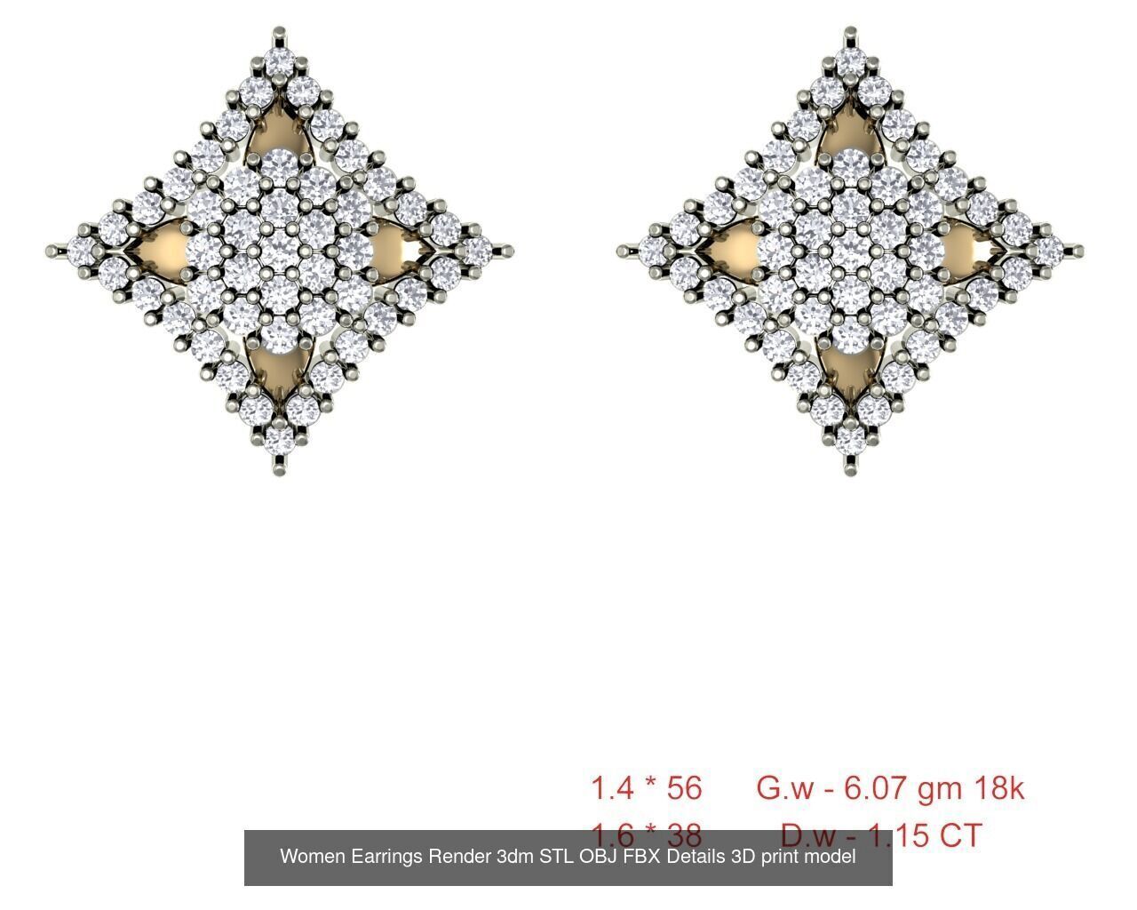 196 Women Earrings MTL MGX STL OBJ FBX Details Collection _57