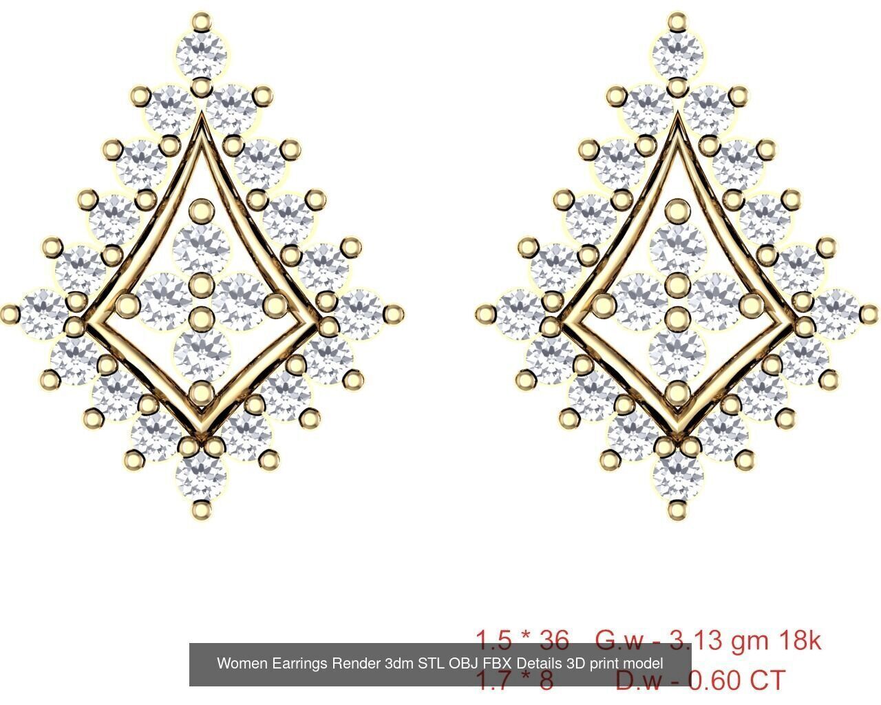 196 Women Earrings MTL MGX STL OBJ FBX Details Collection _58