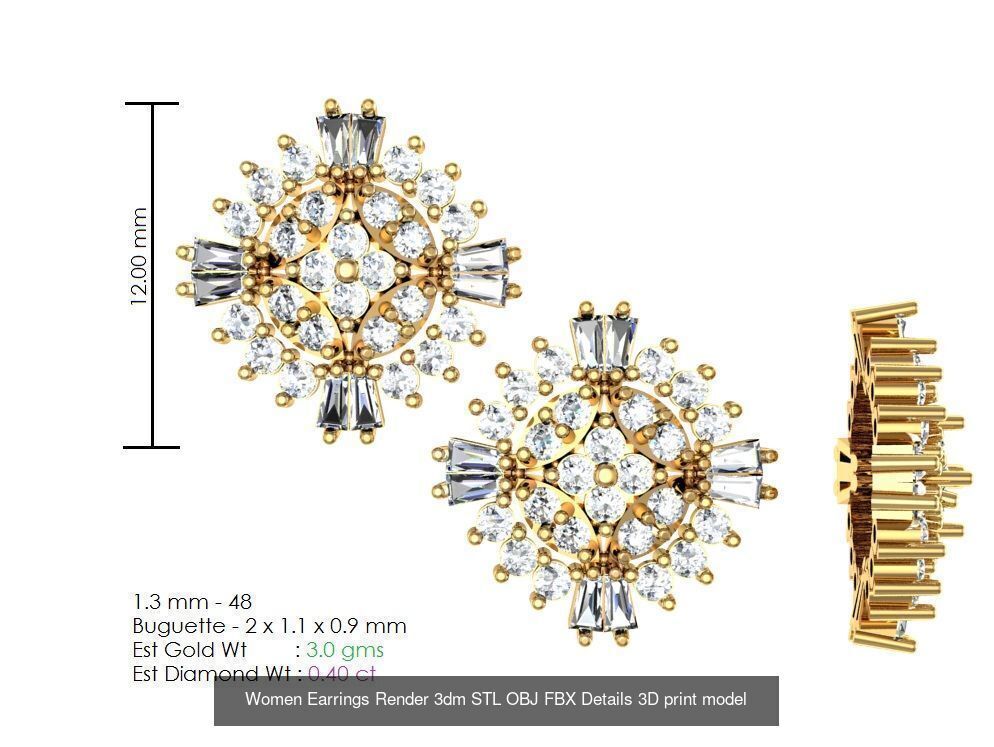 196 Women Earrings MTL MGX STL OBJ FBX Details Collection _187