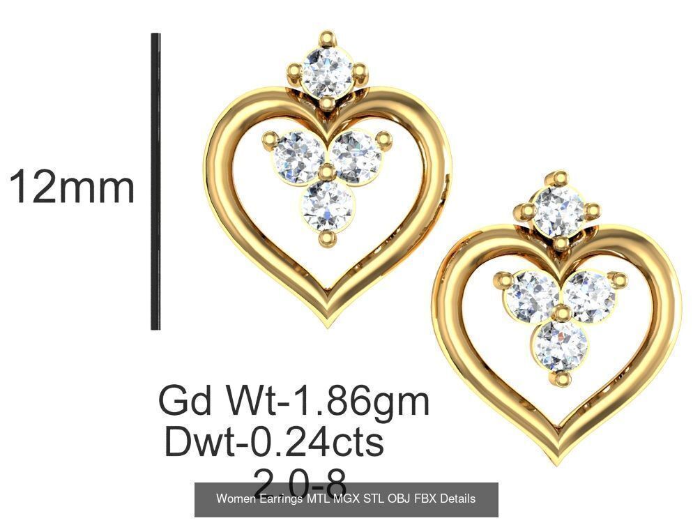 196 Women Earrings MTL MGX STL OBJ FBX Details Collection _91