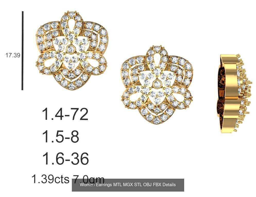 196 Women Earrings MTL MGX STL OBJ FBX Details Collection _173