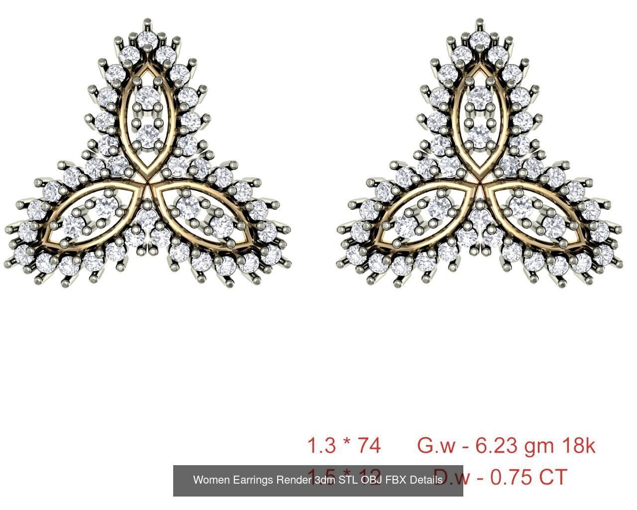 196 Women Earrings MTL MGX STL OBJ FBX Details Collection _60