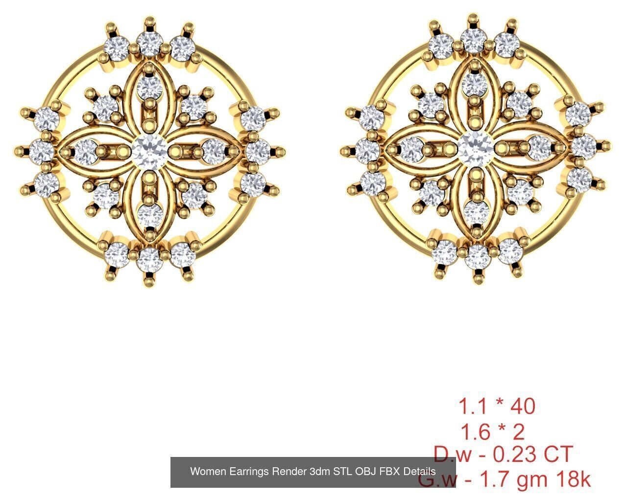 196 Women Earrings MTL MGX STL OBJ FBX Details Collection _65