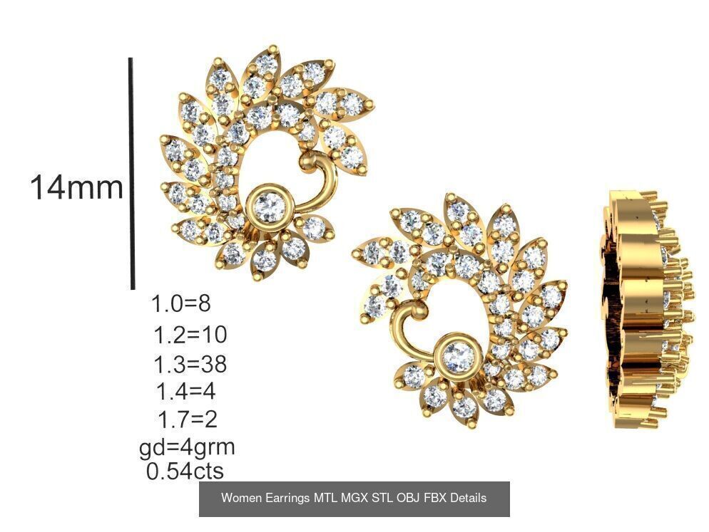 196 Women Earrings MTL MGX STL OBJ FBX Details Collection _156