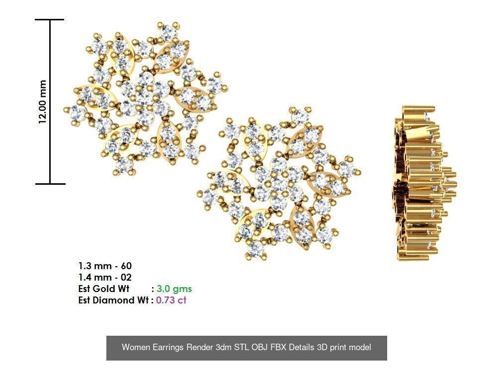 196 Women Earrings MTL MGX STL OBJ FBX Details Collection _194