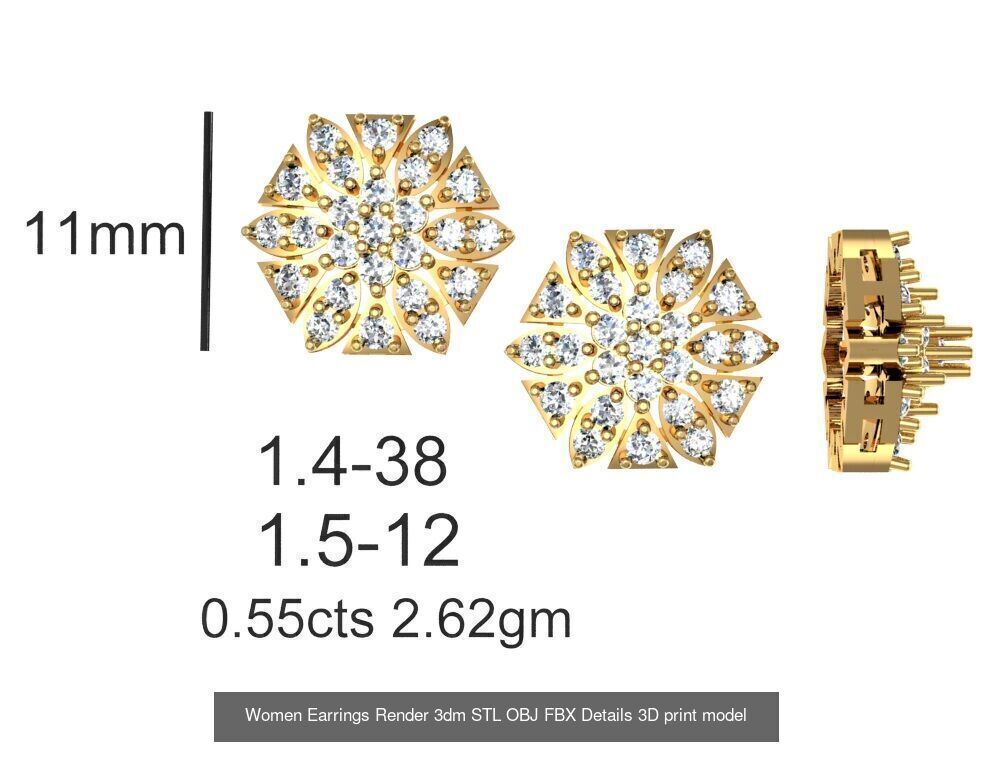 196 Women Earrings MTL MGX STL OBJ FBX Details Collection _193