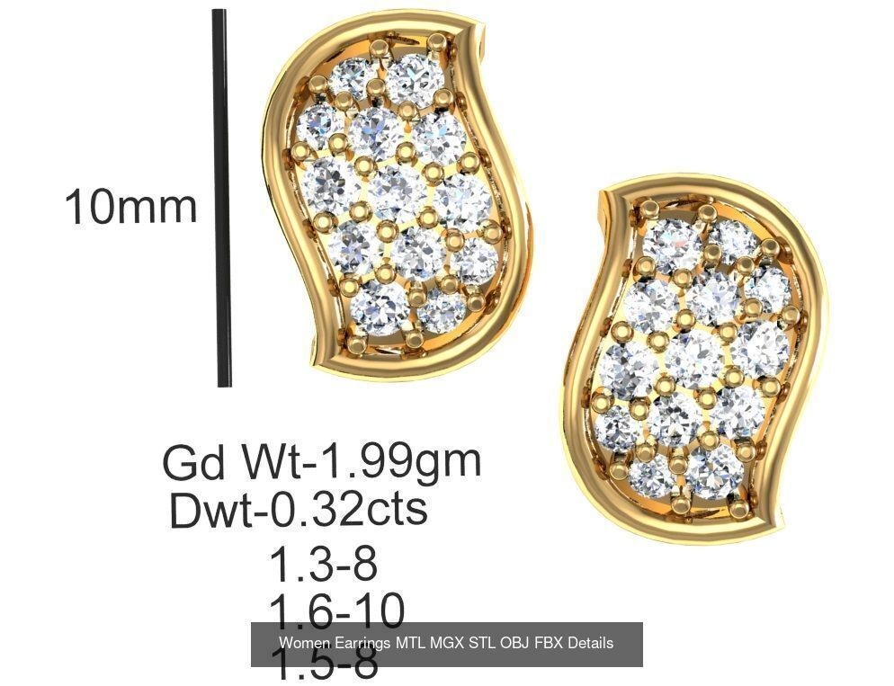 196 Women Earrings MTL MGX STL OBJ FBX Details Collection _101
