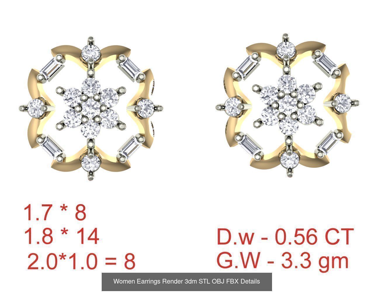 196 Women Earrings MTL MGX STL OBJ FBX Details Collection _28