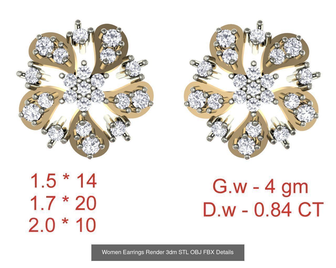 196 Women Earrings MTL MGX STL OBJ FBX Details Collection _29